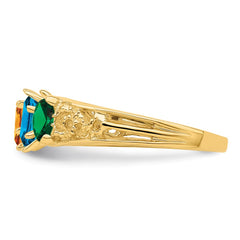 14k 3 Genuine Stone Family Ring - 2
