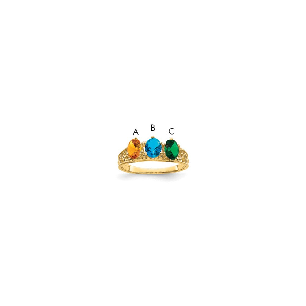 14k 3 Genuine Stone Family Ring - 2