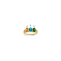 14k 3 Genuine Stone Family Ring - 2