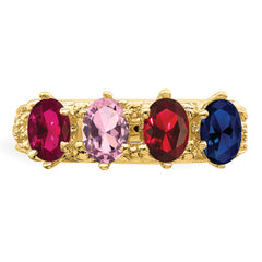 14k 4 Synthetic Stone Family Ring - 2