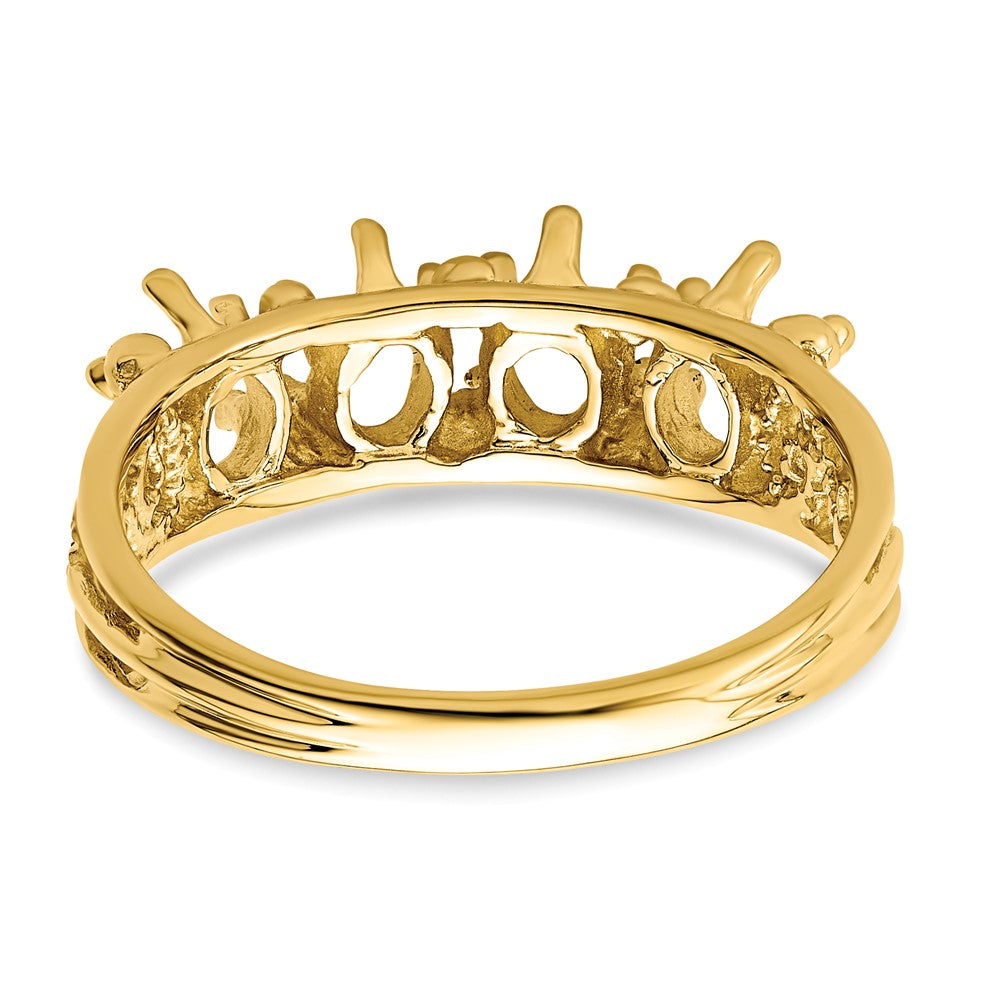14k 4 Genuine Stone Family Ring - 2