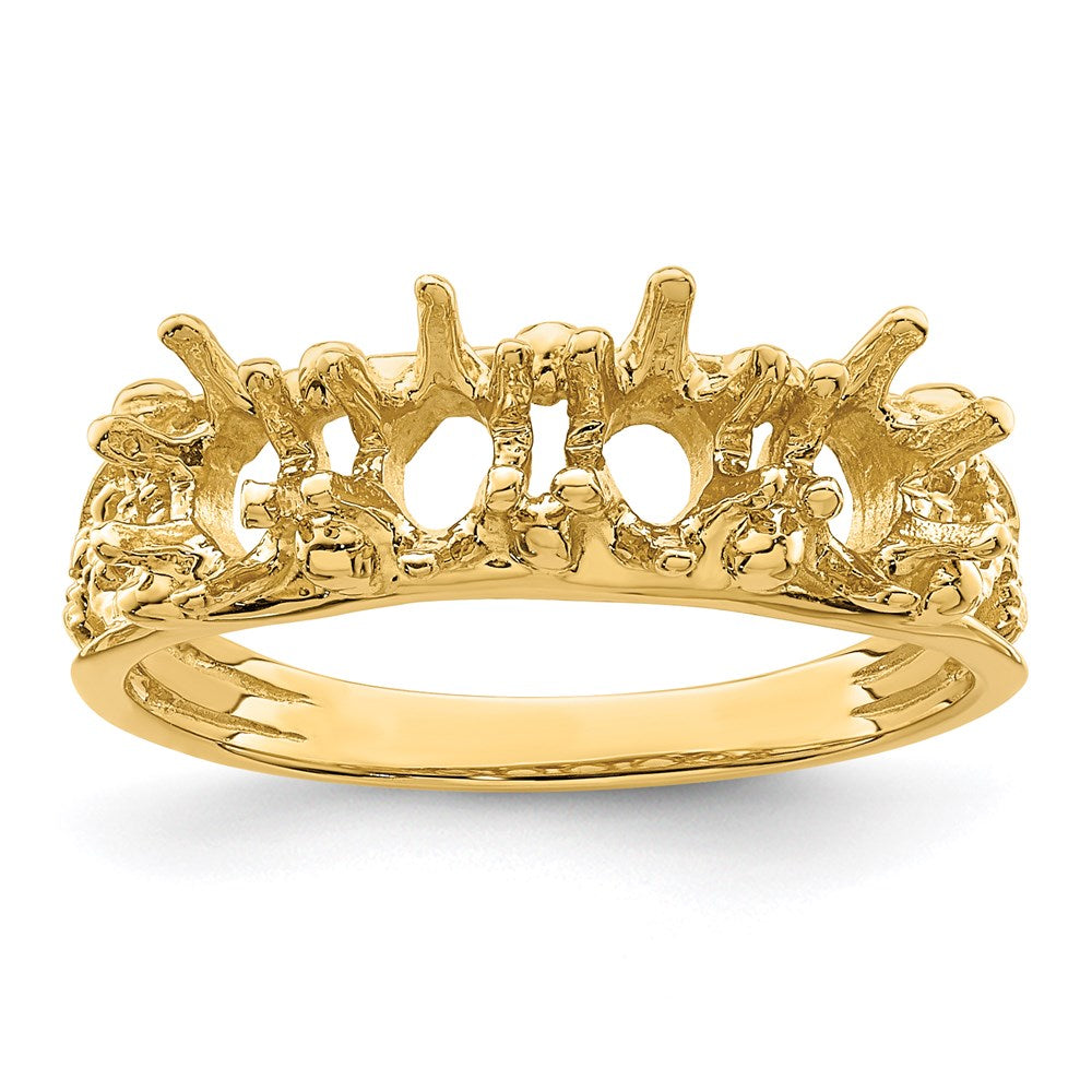 14k 4 Genuine Stone Family Ring - 2