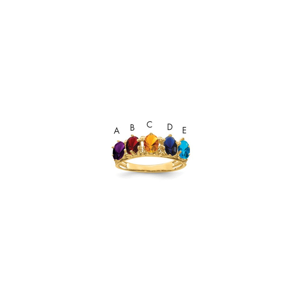 14k 5 Genuine Stone Family Ring - 2