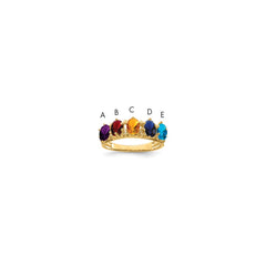 14k 5 Genuine Stone Family Ring - 2