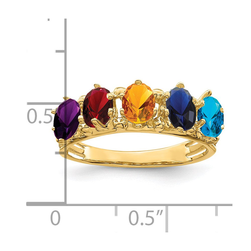 14ky 5 Synthetic Stone Family Ring