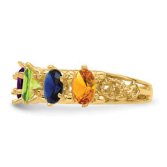 14k 6 Synthetic Stone Family Ring