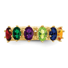 14k 6 Synthetic Stone Family Ring