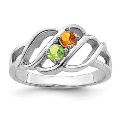 14k White Gold Polished 2-Stone Mothers Ring Mounting - 15