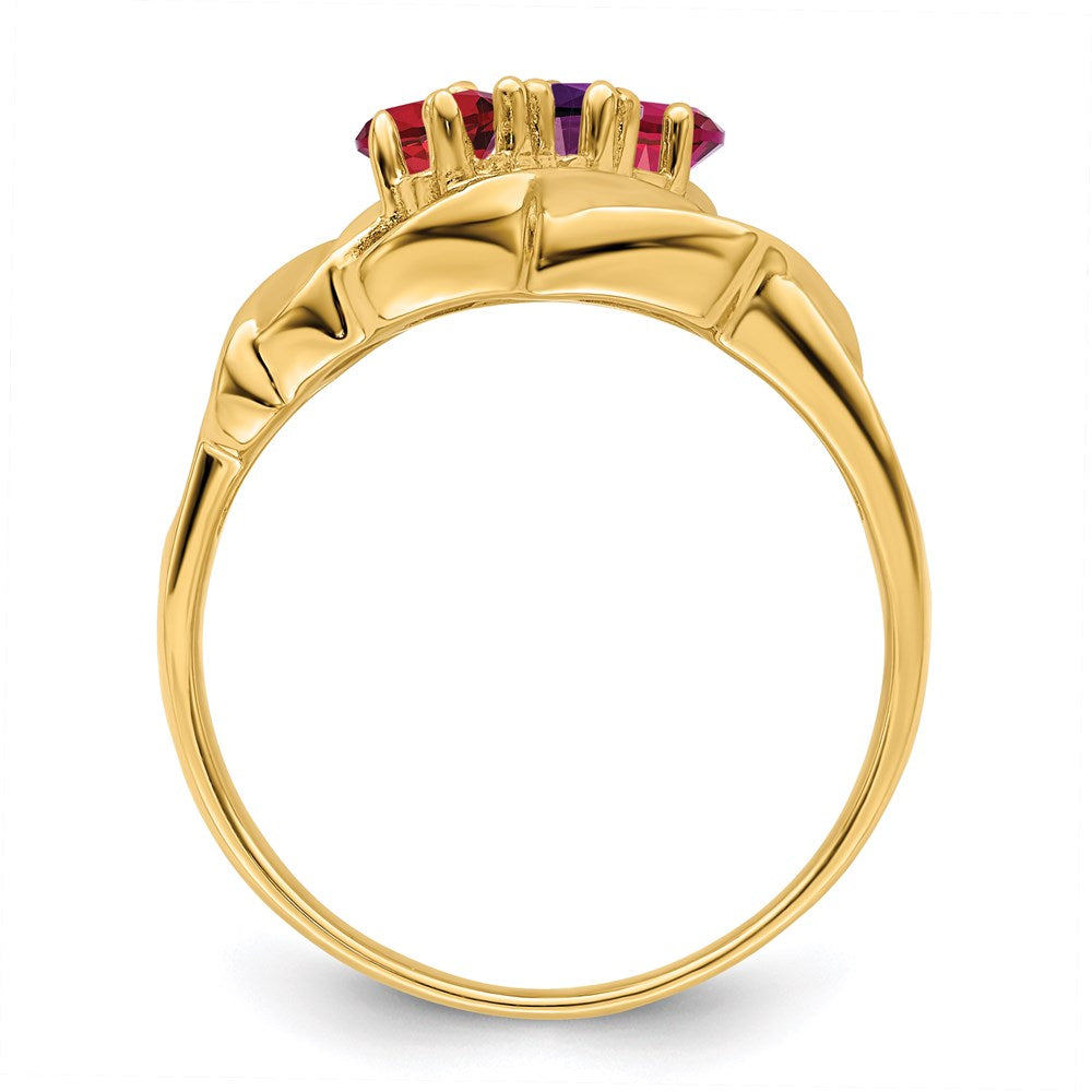 14k Genuine 3 Stone Mother's Ring - 15