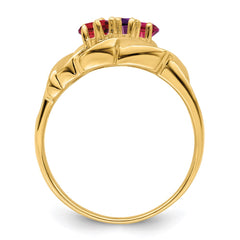 14k Polished 3-Stone Mothers Ring Mounting - 7