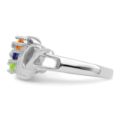 14k White Gold Synthetic Family Jewelry Ring - 4