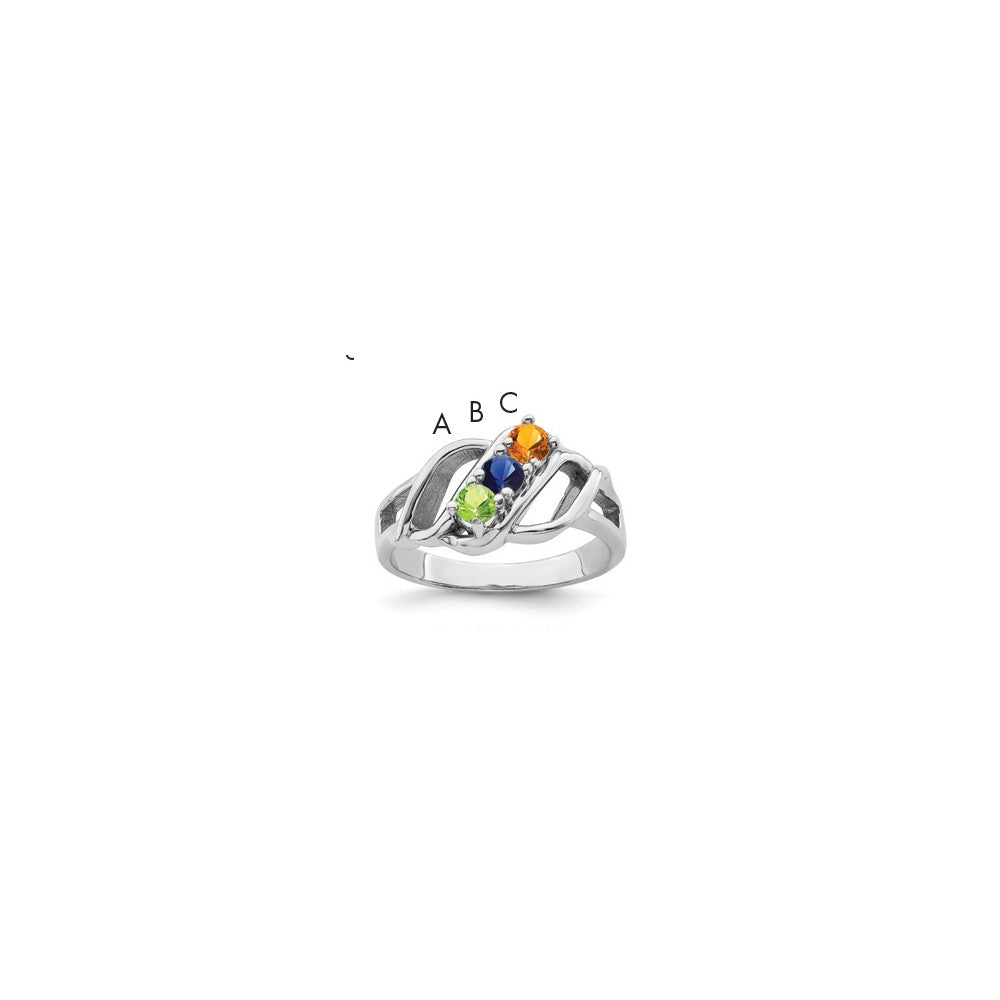 14k White Gold Synthetic Family Jewelry Ring - 4
