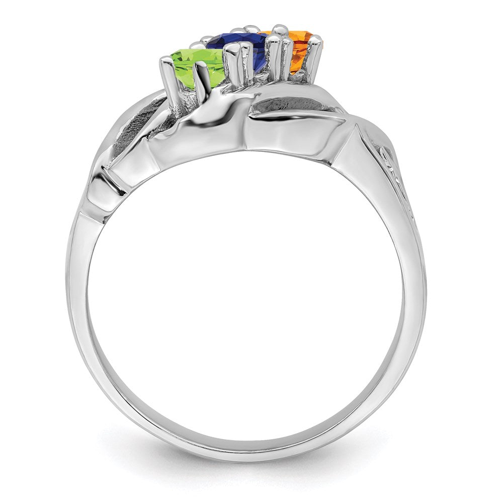 14k White Gold Synthetic Family Jewelry Ring - 4
