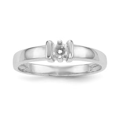 14k White Gold Polished 1-Stone Mothers Ring Mounting - 3