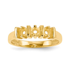 14k Polished 3-Stone Mothers Ring Mounting
