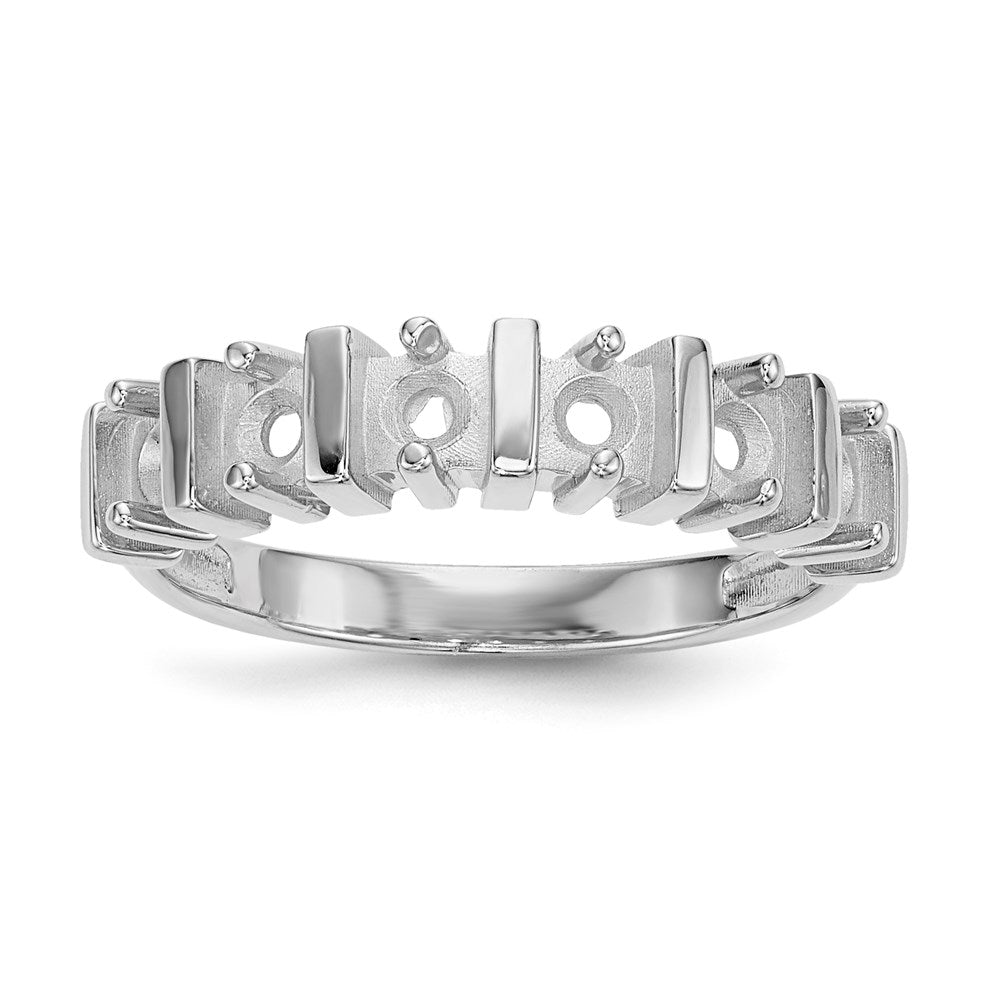 14k White Gold Polished 6-Stone Mothers Ring Mounting - 2