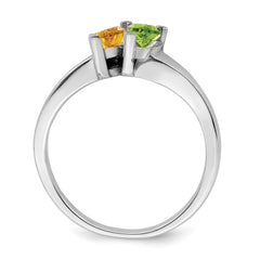 Sterling Silver Rhodium-plated Synthetic 2 Stone Mother's Ring - 64