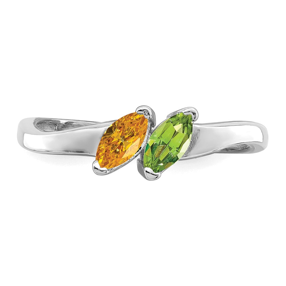 Sterling Silver Rhodium-plated Synthetic 2 Stone Mother's Ring - 64