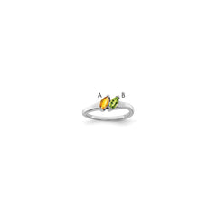 Sterling Silver Rhodium-plated Synthetic 2 Stone Mother's Ring - 63