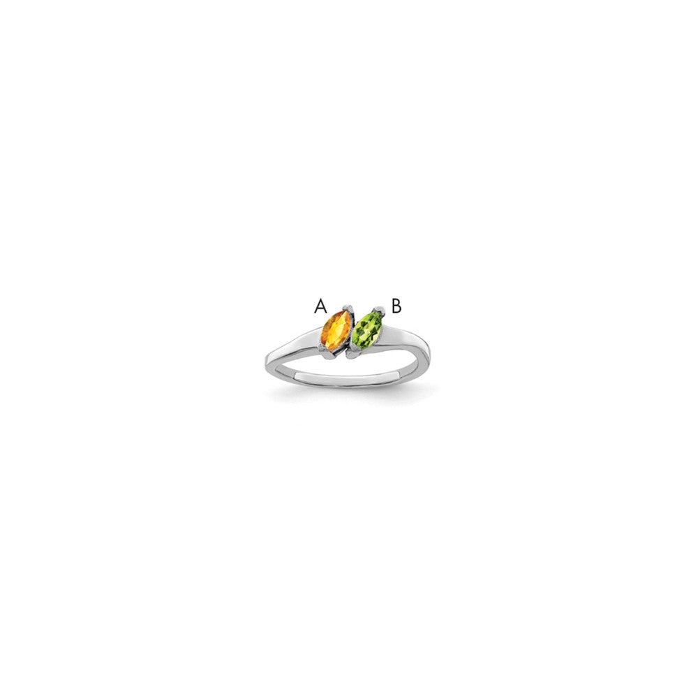 Sterling Silver Rhodium-plated Synthetic 2 Stone Mother's Ring - 64