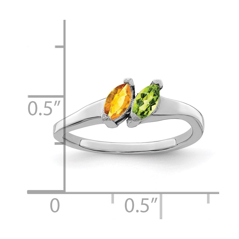 Sterling Silver Rhodium-plated Synthetic 2 Stone Mother's Ring - 63