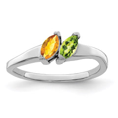 Sterling Silver Rhodium-plated Synthetic 2 Stone Mother's Ring - 63