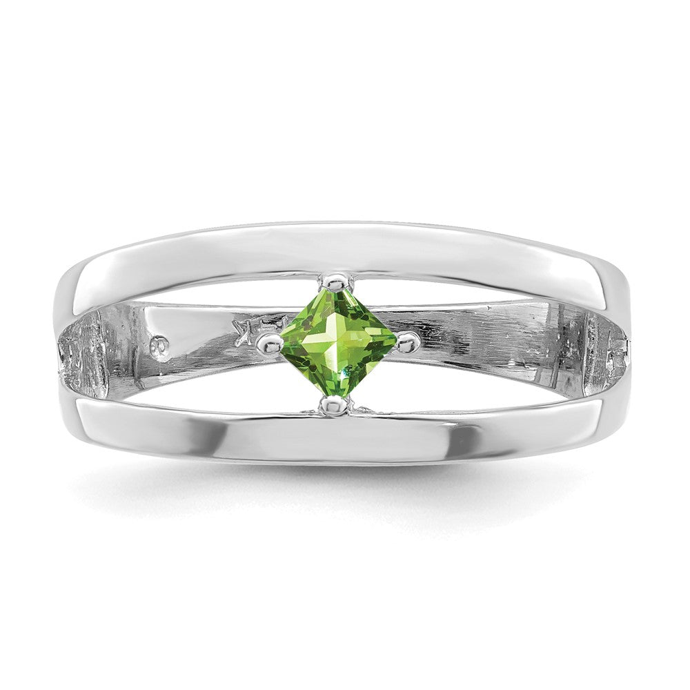 Sterling Silver Rhodium-plated Synthetic Single Stone Mother's Ring - 10