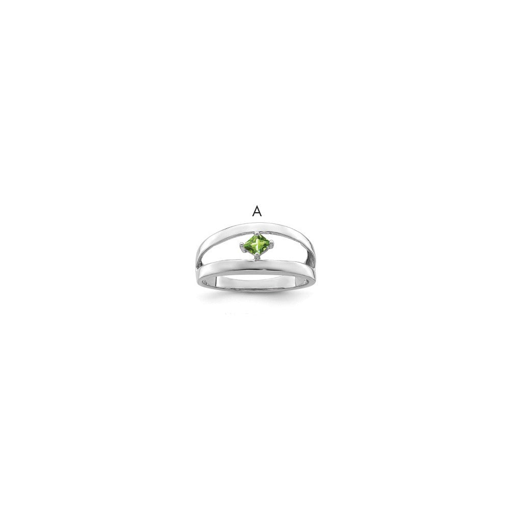 Sterling Silver Rhodium-plated Synthetic Single Stone Mother's Ring - 12