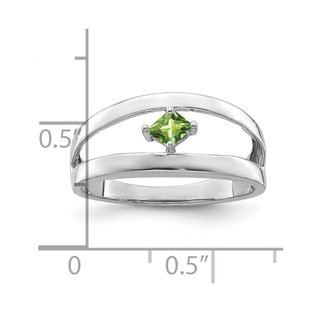 Sterling Silver Rhodium-plated Synthetic Single Stone Mother's Ring - 11