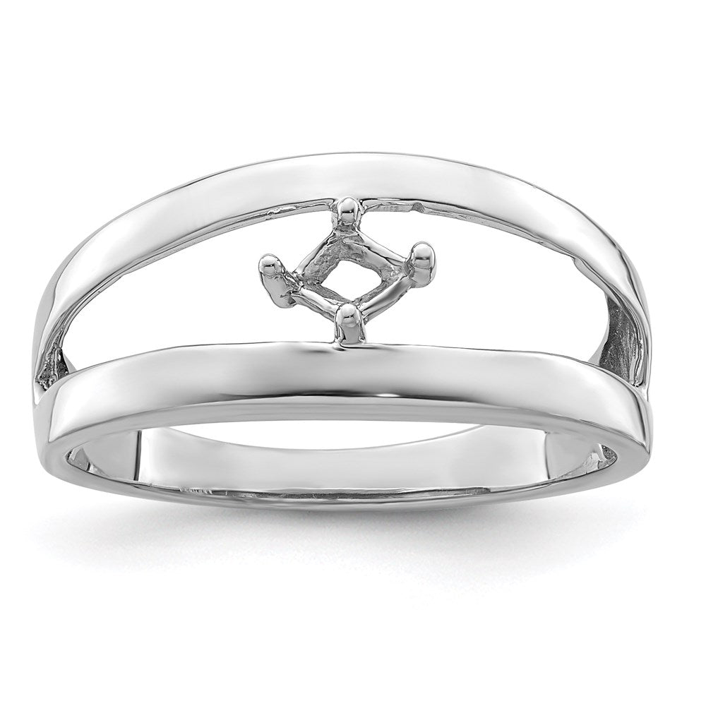Sterling Silver Rhodium-plated Synthetic Single Stone Mother's Ring - 10