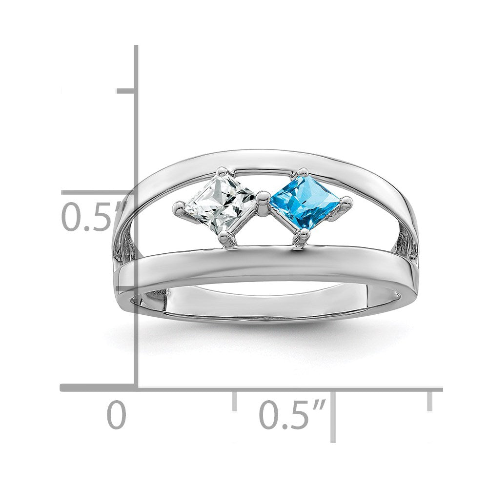 Sterling Silver Rhodium-plated Synthetic Family Jewelry Ring - 42