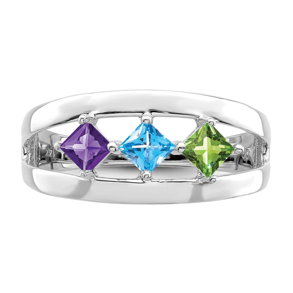 Sterling Silver Rhodium-plated Synthetic Family Jewelry Ring - 44