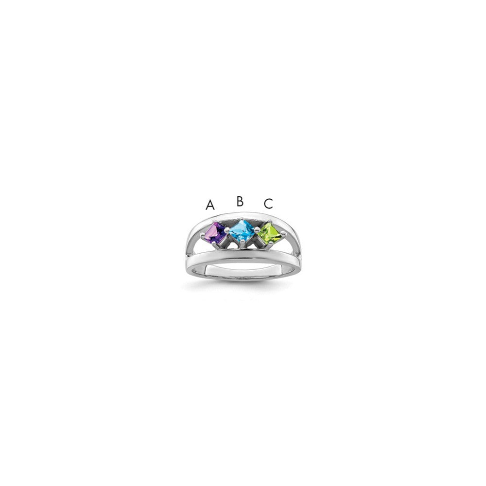 Sterling Silver Rhodium-plated Synthetic Family Jewelry Ring - 44
