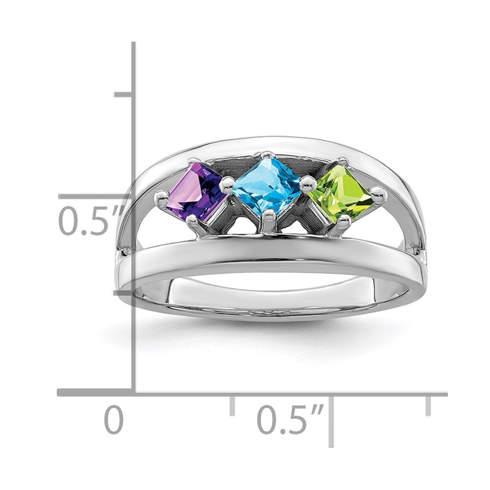 Sterling Silver Rhodium-plated Synthetic Family Jewelry Ring - 44
