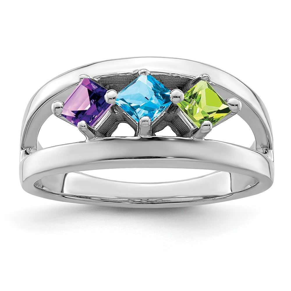 Sterling Silver Rhodium-plated Synthetic Family Jewelry Ring - 44