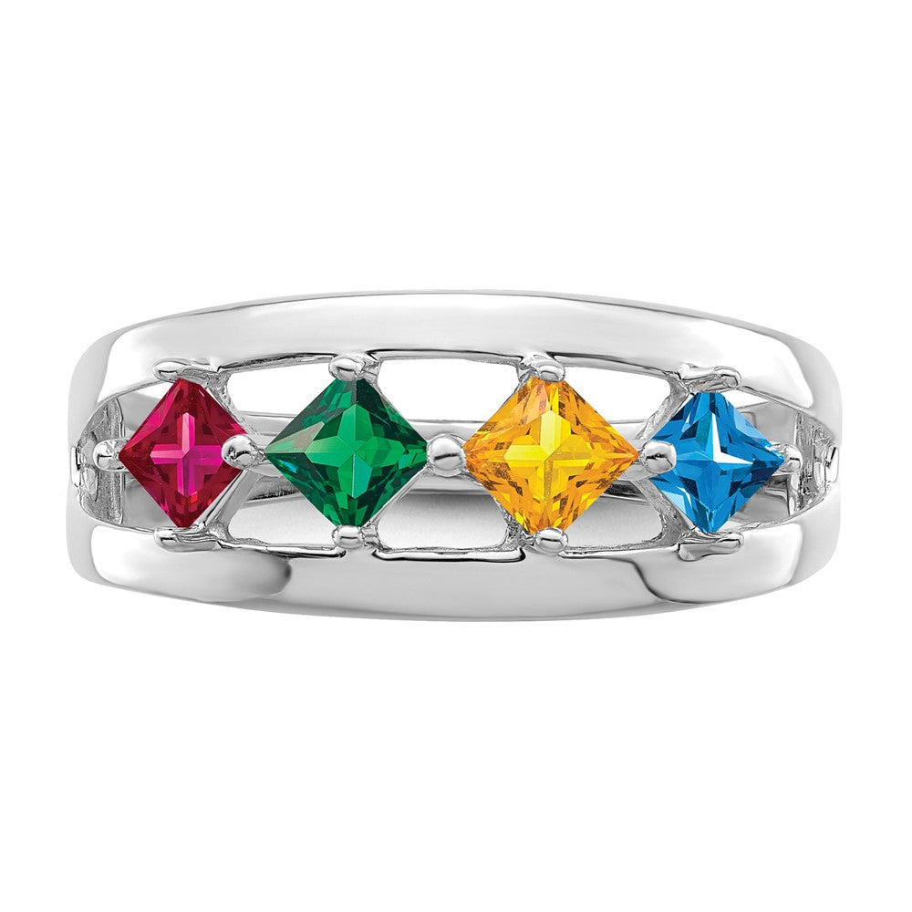 14k White Gold Genuine Family Jewelry Ring - 12