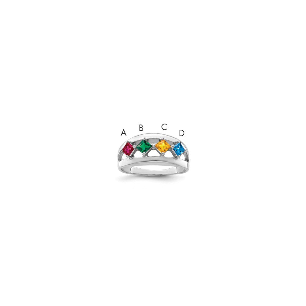 14k White Gold Genuine Family Jewelry Ring - 12