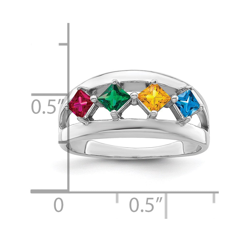 14k White Gold Genuine Family Jewelry Ring - 12