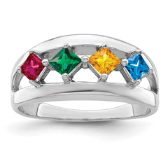 14k White Gold Synthetic Family Jewelry Ring - 47