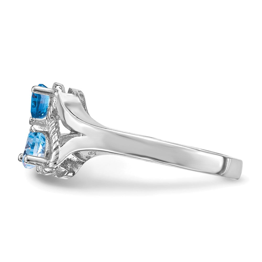Sterling Silver Rhodium-plated Synthetic 2 Stone Mother's Ring - 65