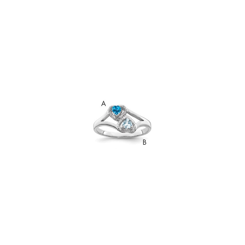 Sterling Silver Rhodium-plated Synthetic 2 Stone Mother's Ring - 65