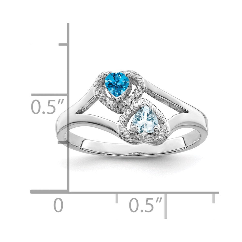Sterling Silver Rhodium-plated Synthetic 2 Stone Mother's Ring - 65