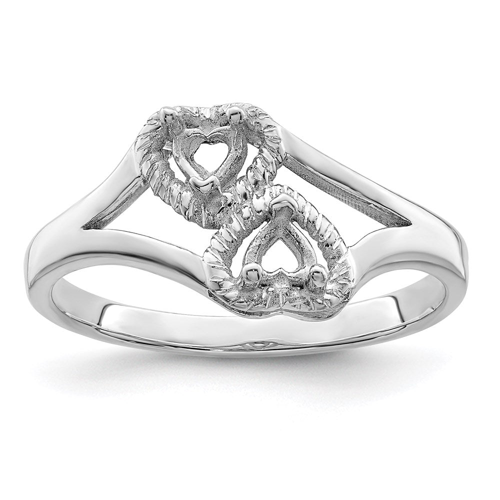 Sterling Silver Rhodium-plated Synthetic 2 Stone Mother's Ring - 65