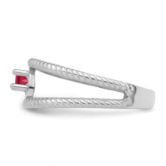 Sterling Silver Rhodium-plated Synthetic Single Stone Mother's Ring - 14