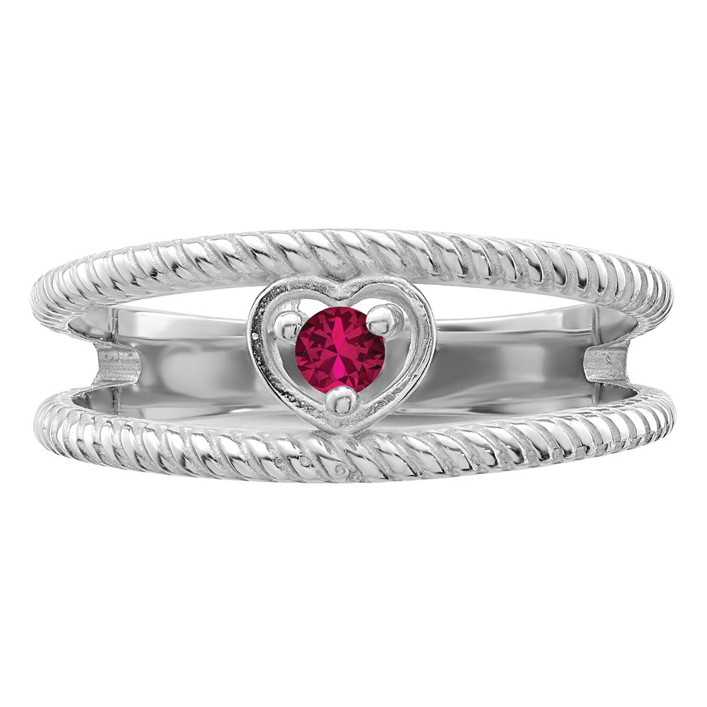 Sterling Silver Rhodium-plated Synthetic Single Stone Mother's Ring - 14