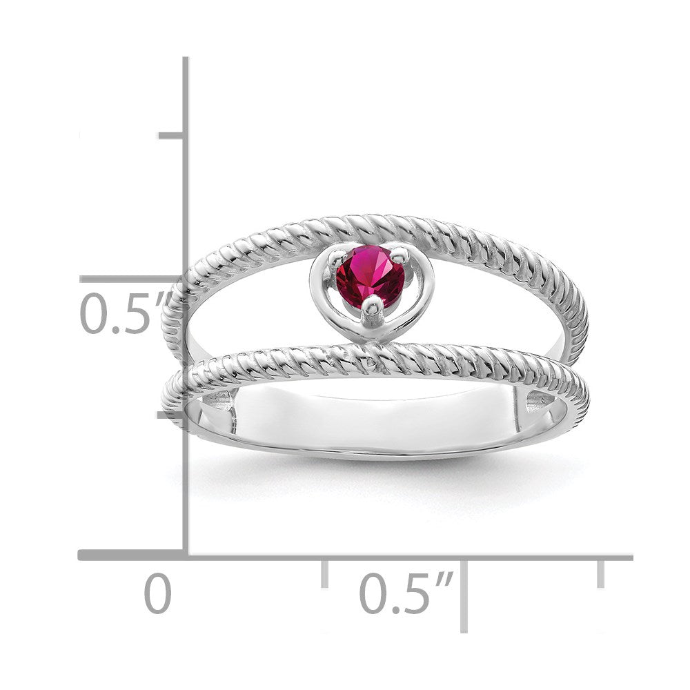 Sterling Silver Rhodium-plated Synthetic Single Stone Mother's Ring - 14