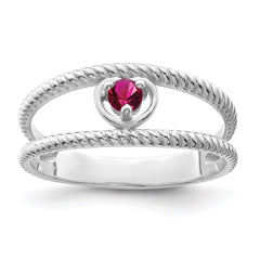 Sterling Silver Rhodium-plated Synthetic Single Stone Mother's Ring - 13
