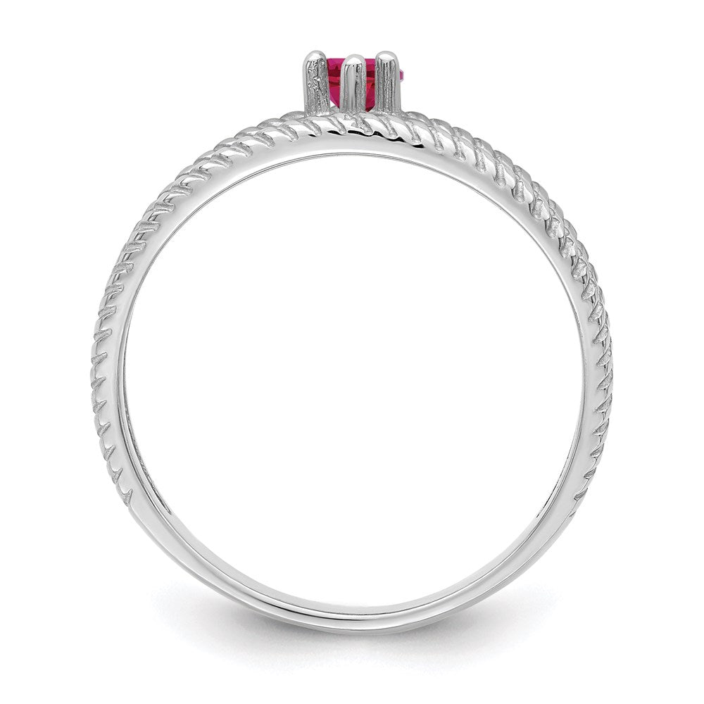 Sterling Silver Rhodium-plated Synthetic Single Stone Mother's Ring - 14