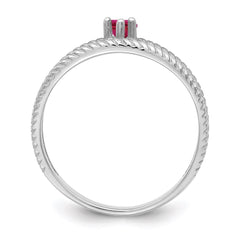 Sterling Silver Rhodium-plated Synthetic Single Stone Mother's Ring - 14