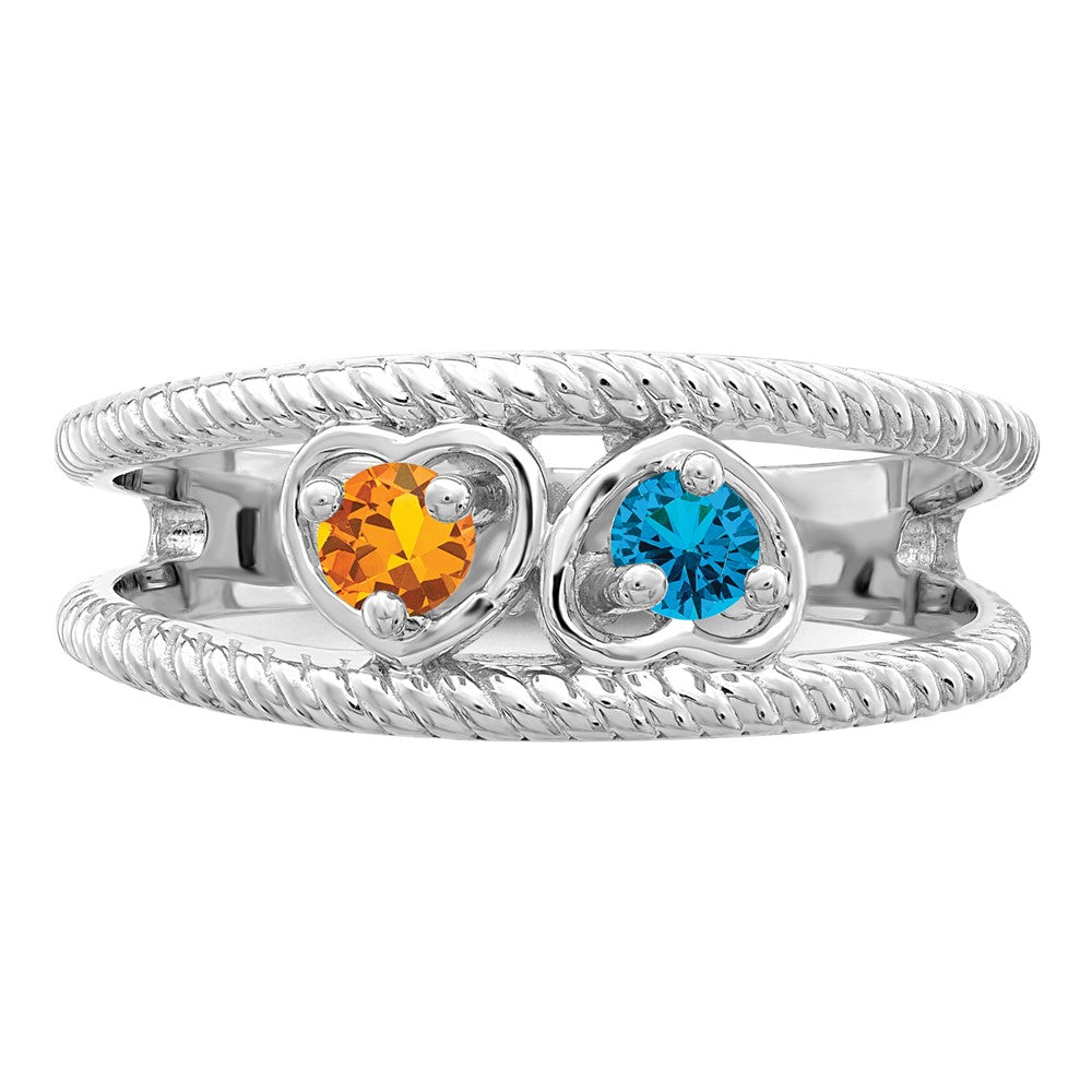 Sterling Silver Rhodium-plated Synthetic Family Jewelry Ring - 54